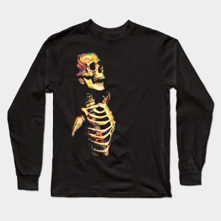 Creepy Screaming Painted Skeleton Long Sleeve T-Shirt